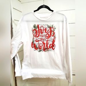 Women's Christmas T-shirt "JOY to the World"  Large Long Sleeved